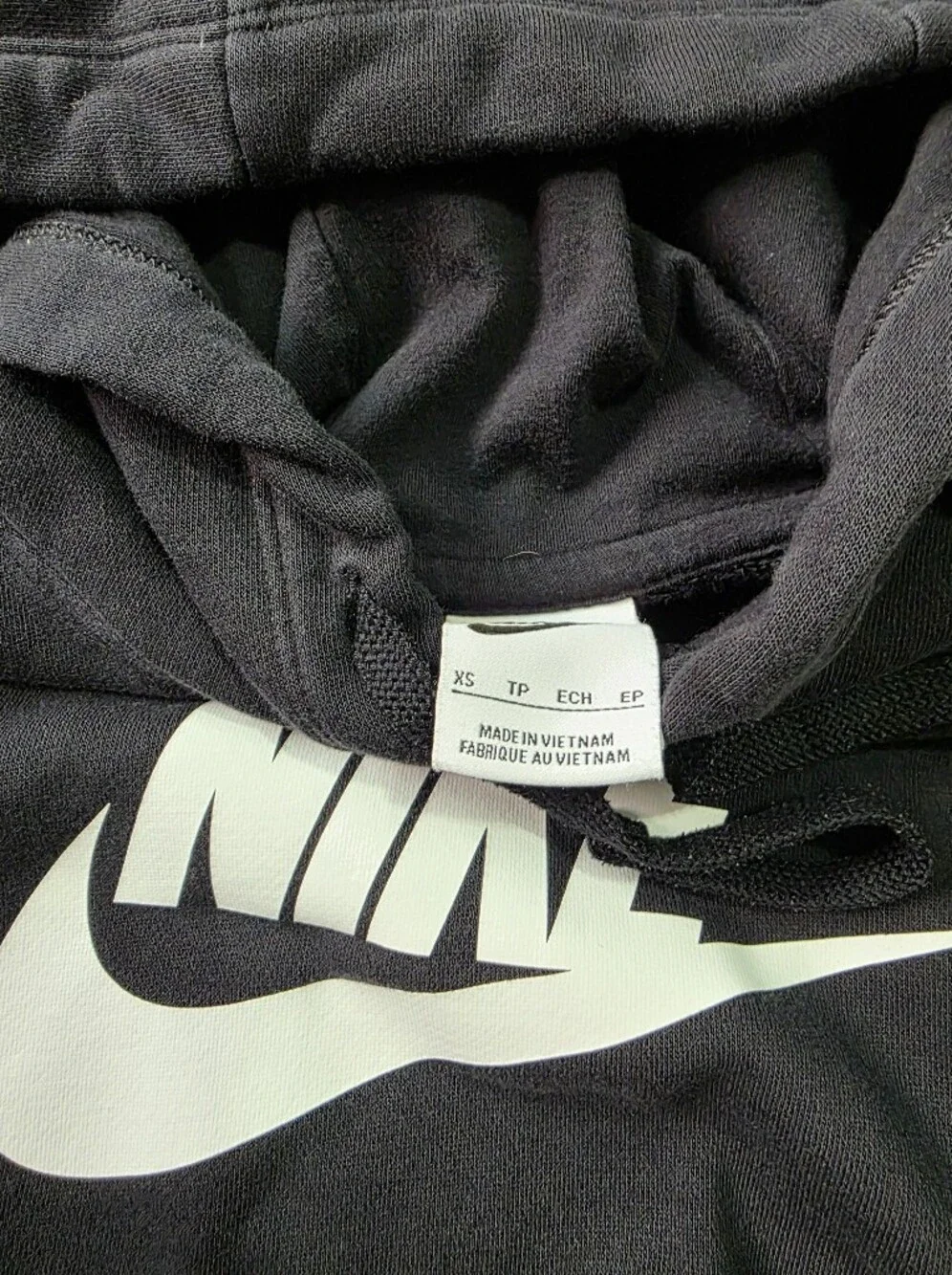 Nike Black Cropped Hoodie with White Logo